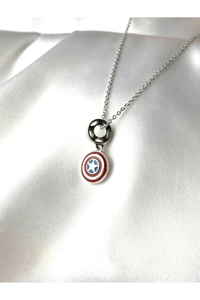 Herşey Nota Captain America Kalkanı Paslanmaz Çelik Charm Kolye