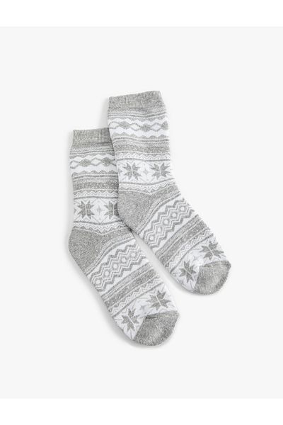 Koton Towel Socket Patterned Christmas Socks