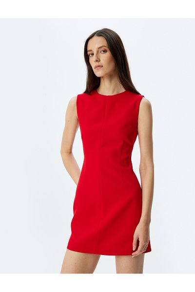 Koton A-Line Round Neck Sleeveless Mini Dress