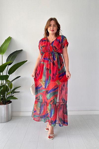 MaziButik Colorful Cast Collar Rainbow Dress