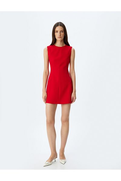 Koton A-Line Round Neck Sleeveless Mini Dress
