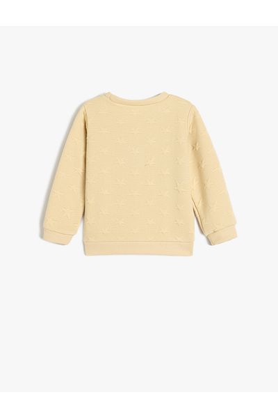 Koton Sweatshirt Star Detailed Textured Crew Neck Long Sleeve