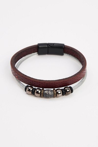 Tudors Men's Genuine Leather Brown Bracelet