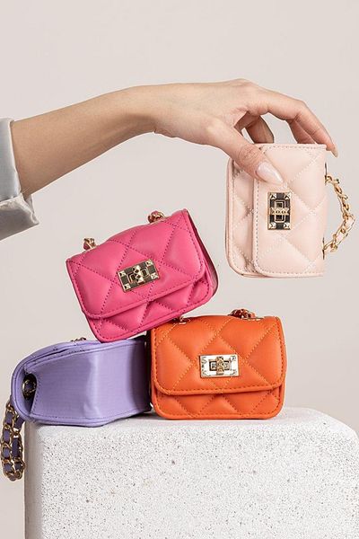Nas Bag Quilted Mini Hand and Wallet Bag - Chain Detailed, Cream
