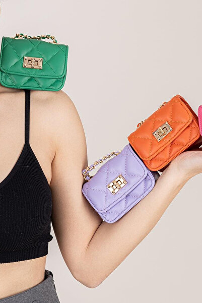 Nas Bag Quilted Mini Hand and Wallet Bag - Chain Detailed, Brown