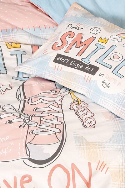 Cotton Box طقم غطاء لحاف مرن فردي من Smile Mint - غرفة الشباب