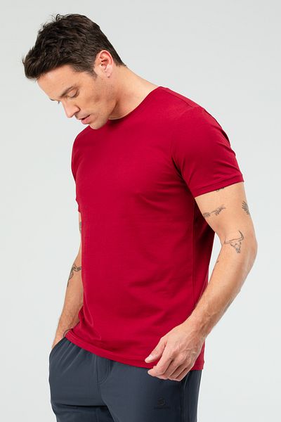 speedlife Claret Red κανονικό βαμβακερό λαιμόκοψη κοντό μανίκι Basic ανδρικό μπλουζάκι Xf1708
