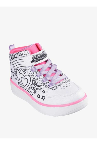 SKECHERS حذاء رياضي مطبوع للبنات بإغلاق بخطاف وحلقة - SPORT COURT 92
