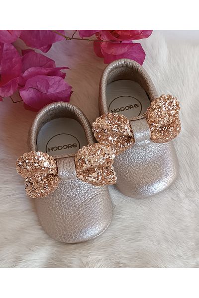 Hodore Sofia Rose Dried Genuine Leather Baby Moccasins