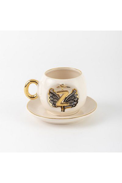 BSK Black Letter Ceramics Angel Cup - Letter Z