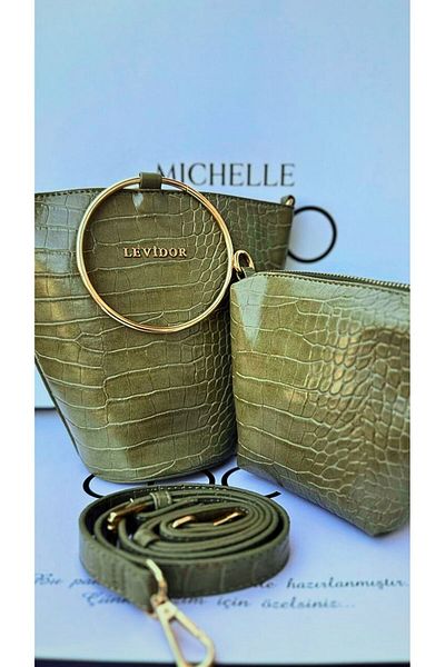 Levidor Women's Hand Bag Crocodile Leather Patterned Puppy Special Design High Quality