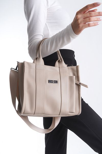 Ineshıt Women's Tote Model Detachable Strap Zippered Multi-Compartment Hand and Shoulder Bag