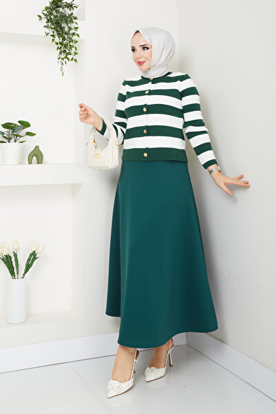 modapark.ist Γυναικεία πλεκτά Ζακέτα Scuba Skirt Σετ