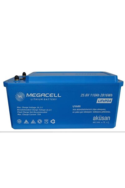 Megacell 25.6V 110Ah LiFePO4 Lityum Demir Fosfat Akü(ABS Kasa)