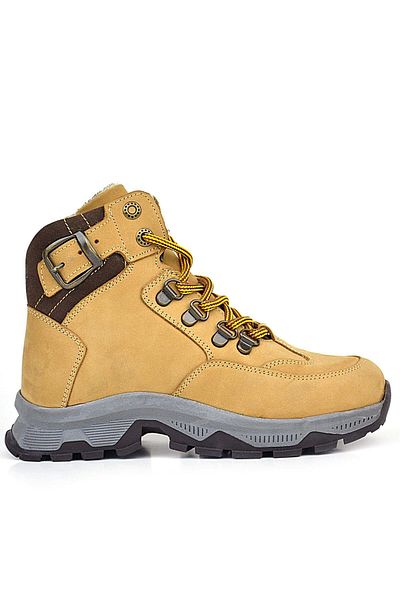 Rakerplus Παιδικές μπότες Trekking με φερμουάρ από γνήσιο δέρμα Tan Lace Up