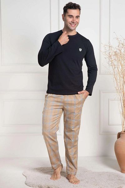 Mecit Pijama Σετ ανδρικές πιτζάμες μακρυμάνικο καρό Oversize Βαμβακερές