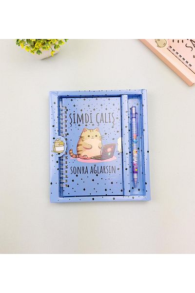 Gift Moda Set de caiet și pix cu blocare cu model drăguț