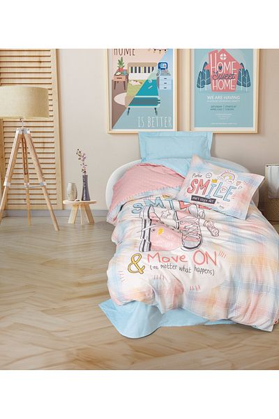 Cotton Box طقم غطاء لحاف مرن فردي من Smile Mint - غرفة الشباب