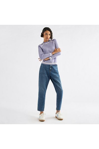 FAV Ribbed High Neck Jacket with Raglan Sleeves and Zip Closure