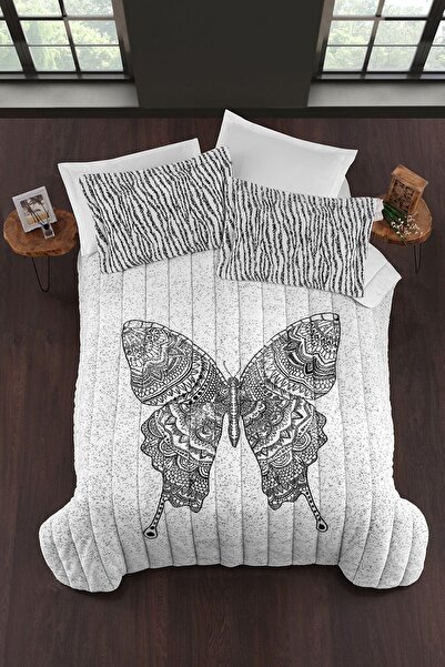 PASIONI Yorgan Welsoft Bambu Jakar Kelebek Desen Yeni Nesil Çift Kişilik Uyku Seti (3 PARÇA)