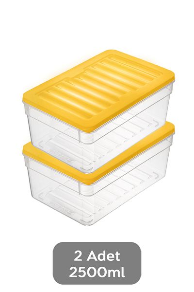 Meleni Home 2500ml Yellow 2-Piece Deep Refrigerator Organizer Set - Microwave and Freezer Container