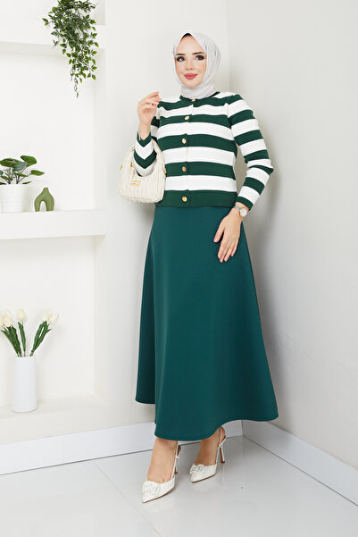 modapark.ist Γυναικεία πλεκτά Ζακέτα Scuba Skirt Σετ