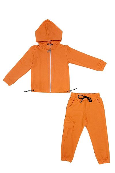 Mnk Baby&Kids Casual αθλητική φόρμα για κορίτσια - Φούτερ, φερμουάρ και ελαστική μέση, 2 κλωστές MNK0664 ΠΟΡΤΟΚΑΛΙ