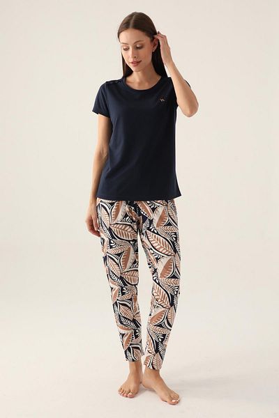 Arnetta Set de pijamale de damă cu model cu gât crew - 100% bumbac