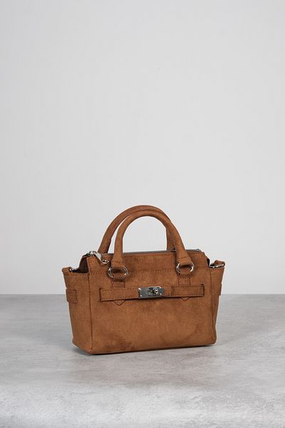 Çantacımstore Str Suede Mini Bag - με αγκράφα και χιαστί λουράκι