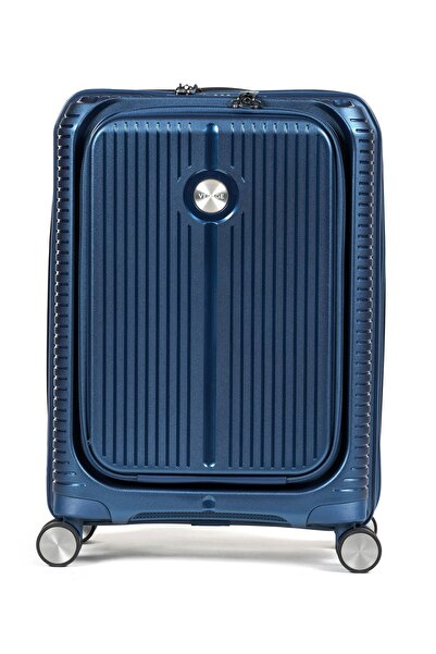 Necati Çanta 15,6 Inç Laptop Bölmeli Polipropilen Tsa Sifreli 55cm Körüklü Kabin Boy Valiz Lacivert