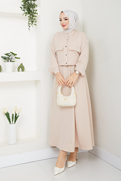 modapark.ist بدلة نسائية بأزرار كبس مع تنورة جيب