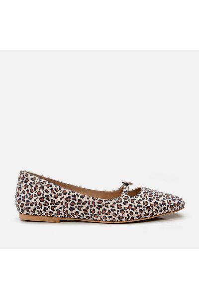 Hotiç Balerini de damă Mary Jane din piele naturală cu model leopard