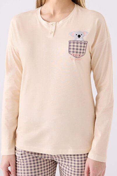 Arnetta Kadın %100 Pamuklu Pijama Takım, Koala Resimli