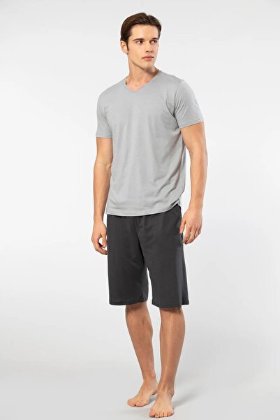 Cacharel V-Neck T-shirt and Bermuda Shorts Set - 50% Cotton 50% Modal