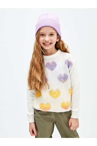 LC Waikiki LCW Kids Crew Neck Patterned Long Sleeve Girl's Knitwear Sweater