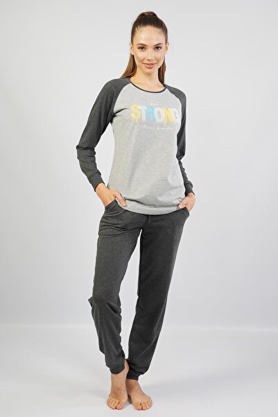 Espuar Women's 100% Cotton Pajama Set, Long Sleeve Skinny Leg