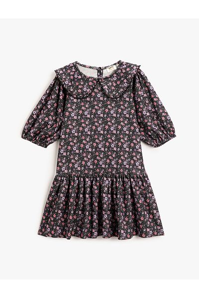 Koton Floral Midi Dress Baby Collar
