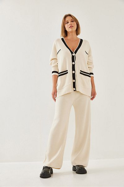 Bianco Lucci Women's Knotted Cardigan Knitwear Bottom Top Set 8062 60351165