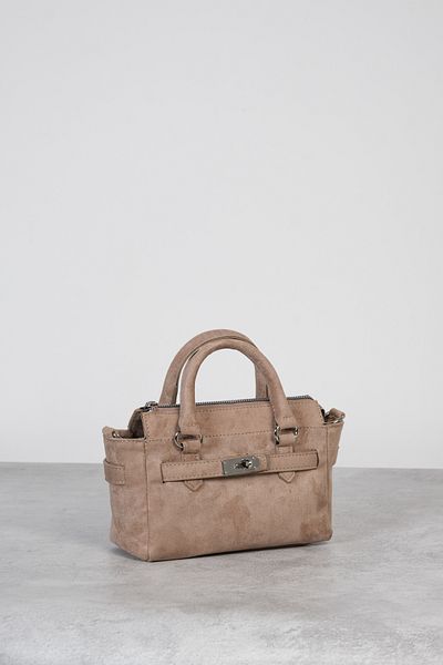 Çantacımstore Str Suede Mink Mini Bag with Buckle and Cross Strap