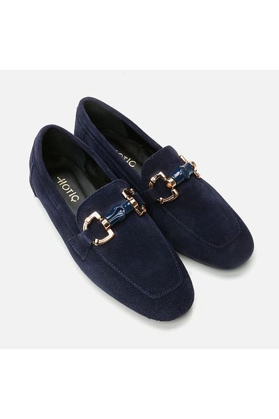 Hotiç Genuine Leather Navy Blue Women's Loafer