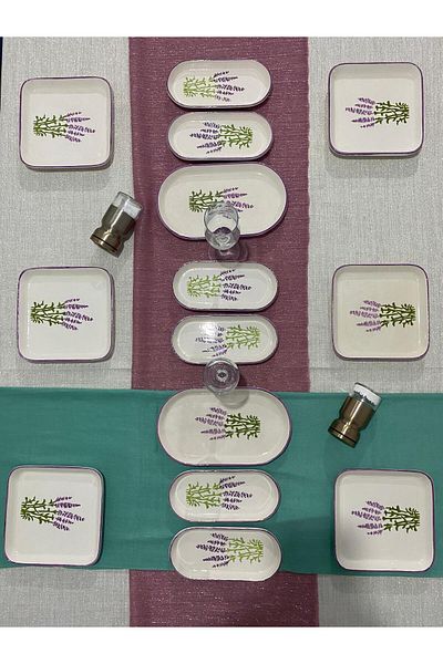 MTD SERAMİK Hyacinth Pattern Luxury Breakfast Set 14 Pieces for 6 People