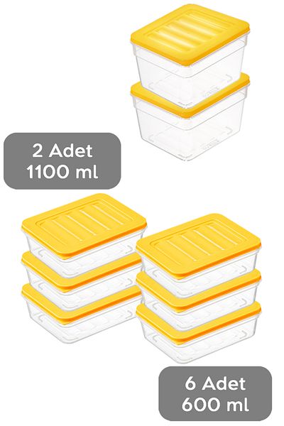 Meleni Home 8-Piece Yellow Refrigerator Organizer Set - Deep and Shallow Freezer Container