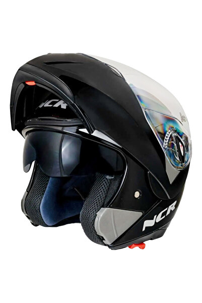 NCR Çene Açılır Kask Parlak Sıyah Ece Belgeli