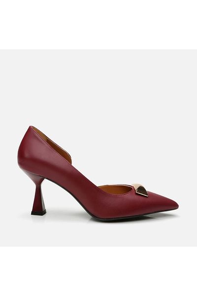 Hotiç Stiletto damă roșu claret din piele naturală