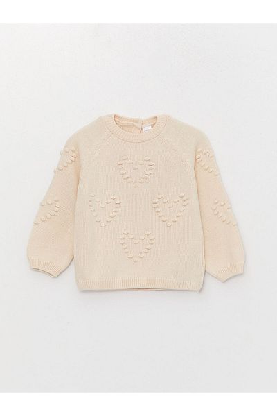 LC Waikiki Langärmliger Strickpullover für Babys und Mädchen mit Rundhalsausschnitt