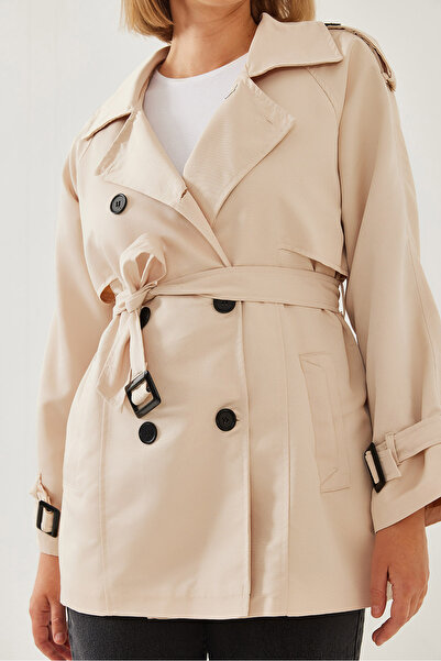 Bianco Lucci Kadın Apoletli Detay Ara Boy Trençkot 2489 60351163