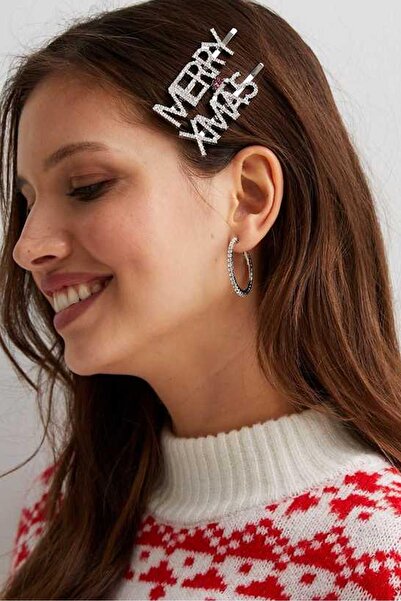 New Obsessions Πρωτοχρονιάτικη πόρπη Merry XMas Stone Side, συσκευασία 2 τεμαχίων