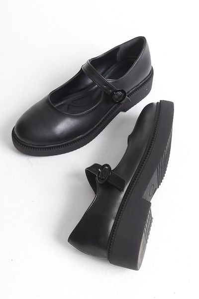 Modabuymus Maryba Black Matte Banded Kulaté Toe Neformální boty Mary Jane Ballerina