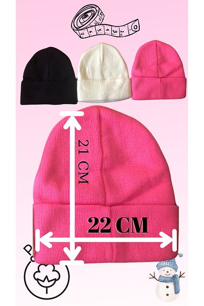 BoomBester Unisex Beret Set Premium 1St Quality Knitted Wool 3-Piece White Black Pink Beret Color Winter