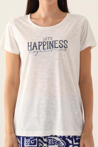 Arnetta Σετ γυναικεία πιτζάμες με στάμπα με κείμενο και πλαϊνές τσέπες, 100% βαμβάκι